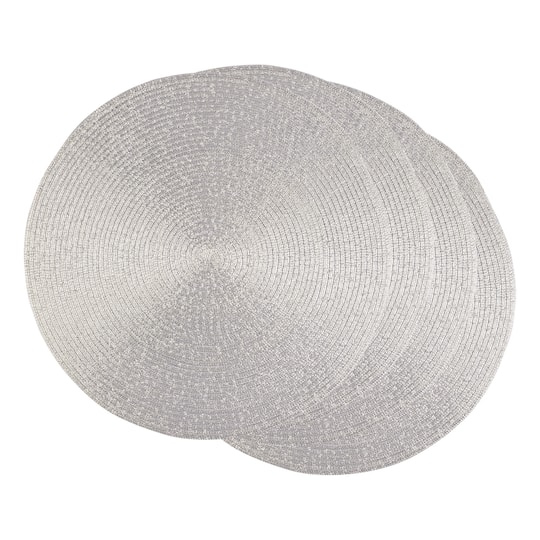 DII® Metallic Silver Round Polypropylene Woven Placemat (Set of 4)